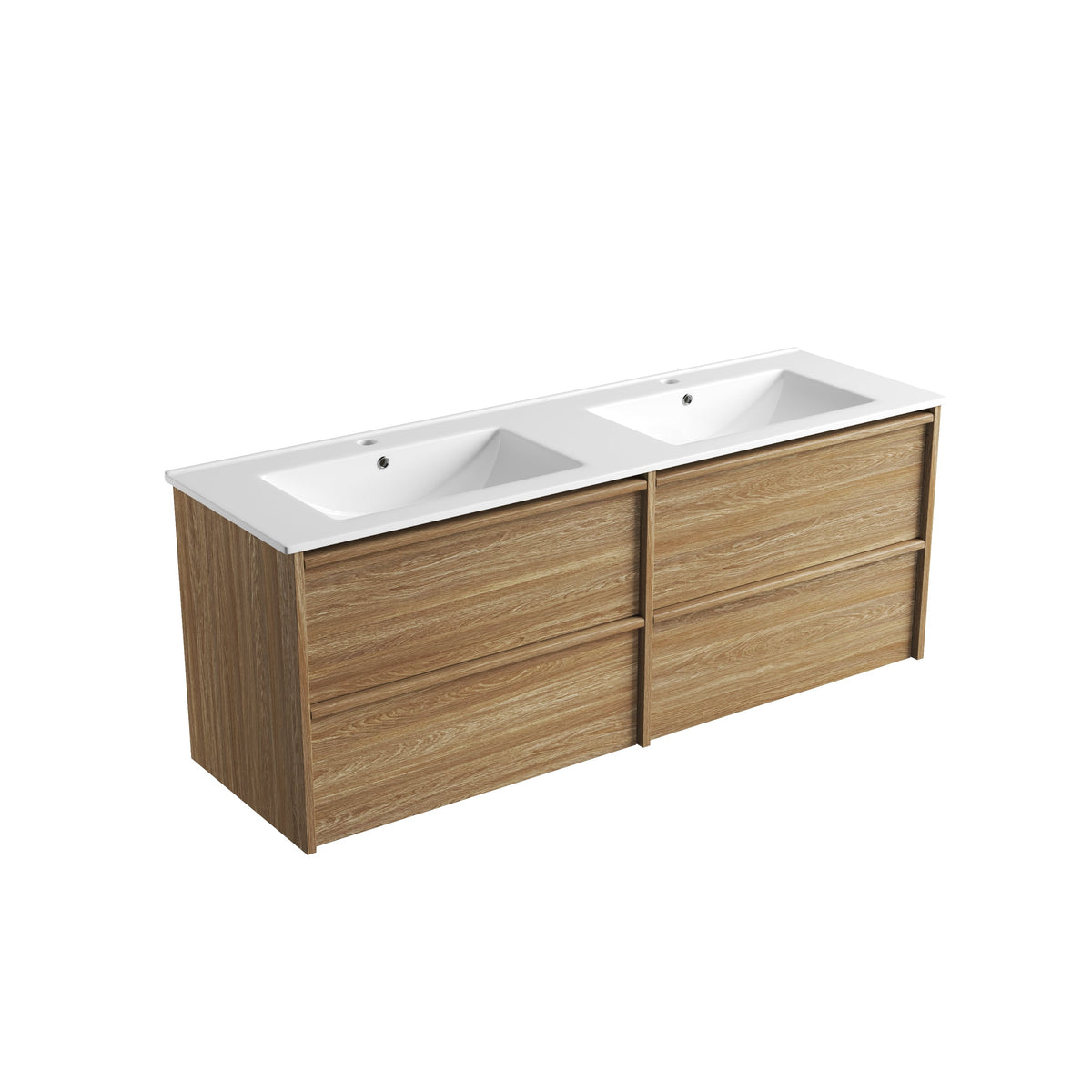 Venetta Framed Wall Hung Walnut 1500mm - Ceramic Double