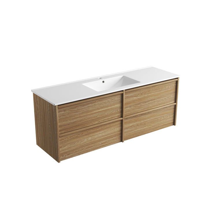 Venetta Framed Wall Hung Walnut 1500mm - Ceramic Single