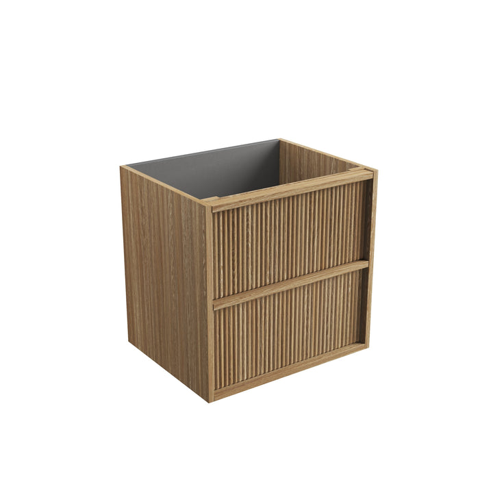 Venetta Fluted Framed Wall Hung Harvest Oak 600mm - Cabinet Only