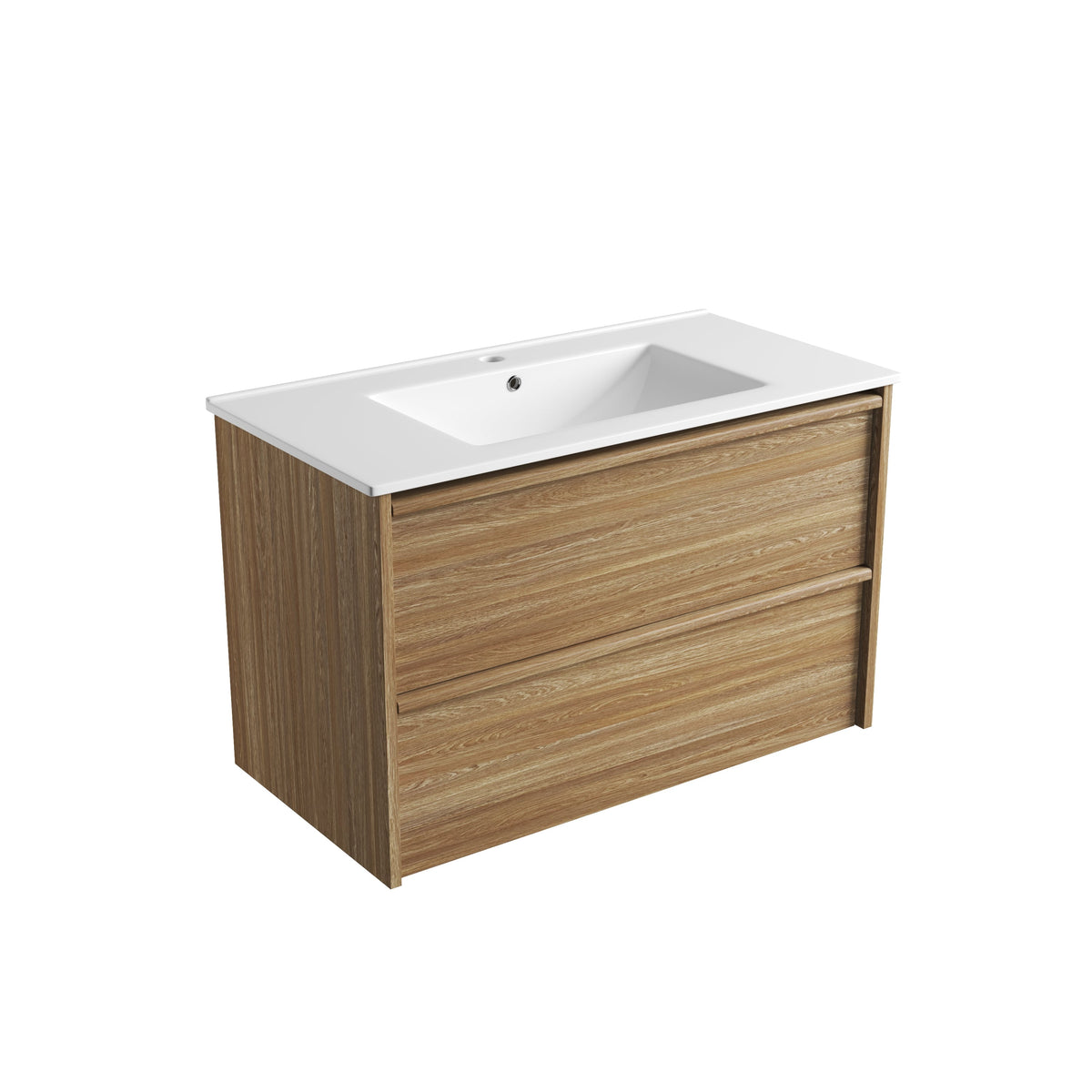 Venetta Framed Wall Hung Walnut 900mm - Crystal Ceramic Top