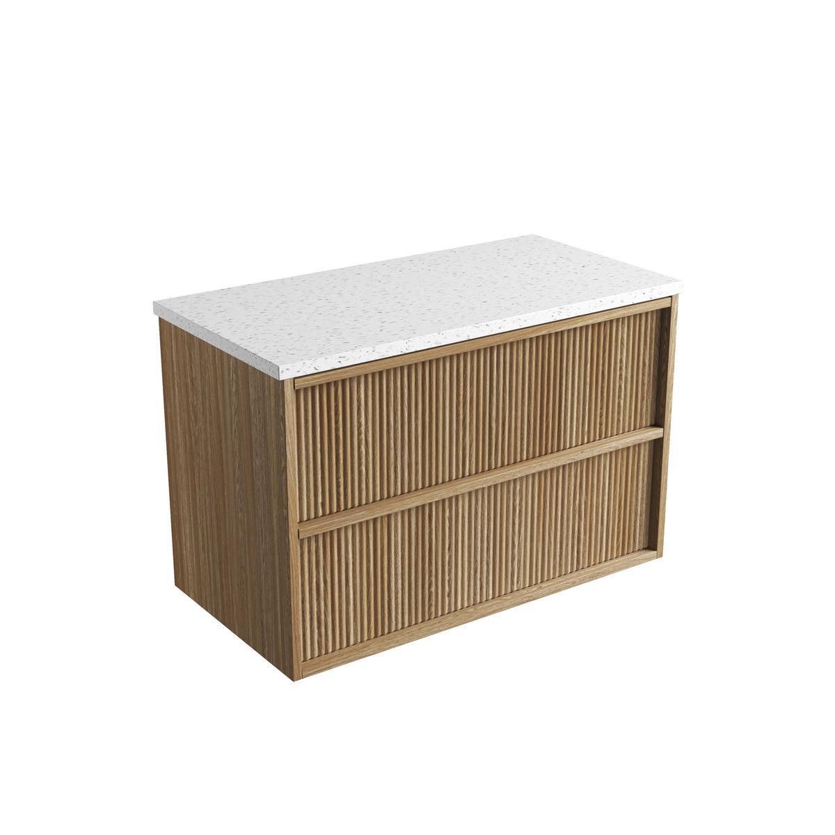 Venetta Fluted Framed Wall Hung Harvest Oak 900mm - Snow