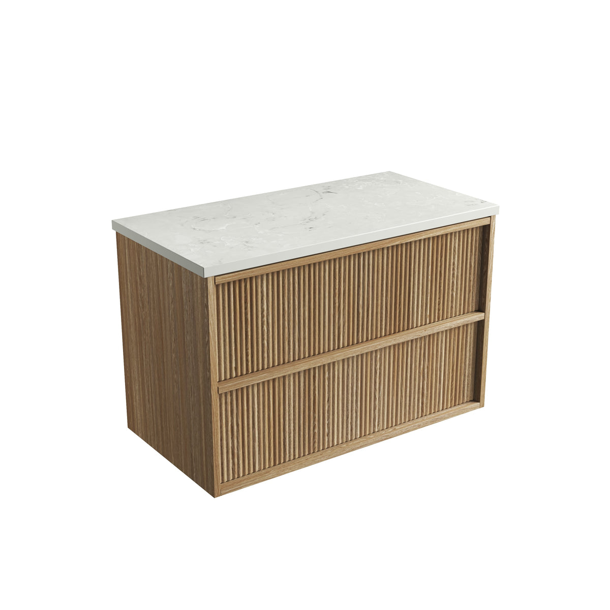 Venetta Fluted Framed Wall Hung Harvest Oak 900mm - Alpine