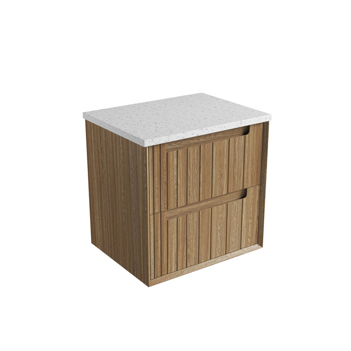 Voulari Framed Wall Hung Harvest Oak 600mm - Snow Undermount