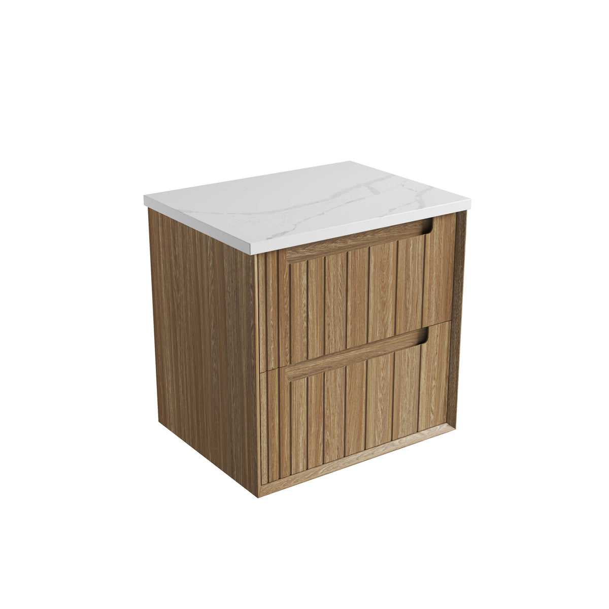 Voulari Framed Wall Hung Harvest Oak 600mm - Palis White
