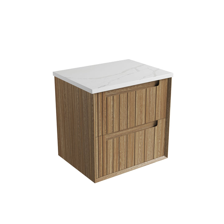Voulari Framed Wall Hung Harvest Oak 600mm - Palis White