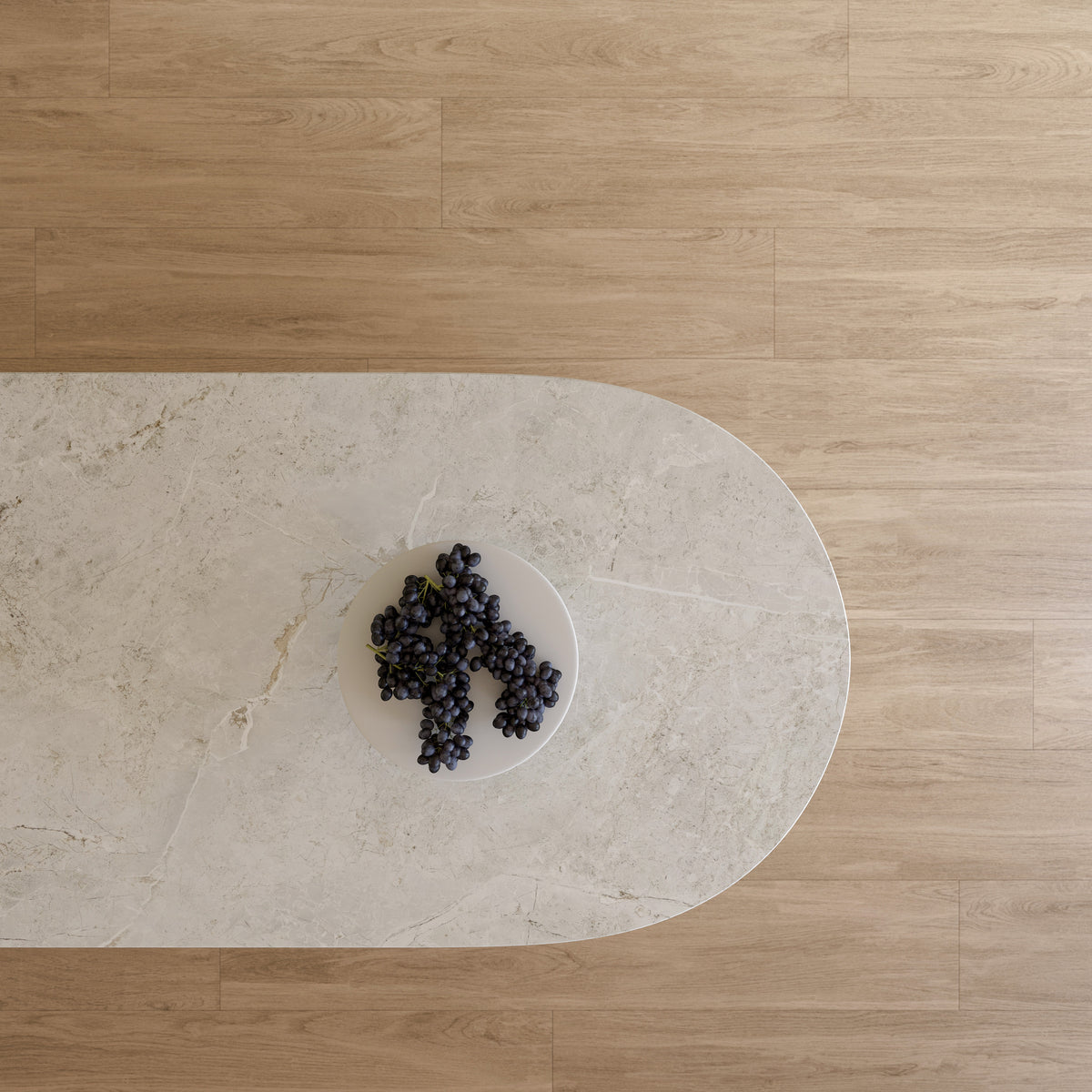 Dekton Kedar in a kitchen with Dekton Evok, close-up