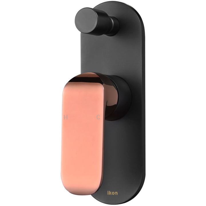 Kara Wall Mixer Diverter - Matte Black / Rose Gold