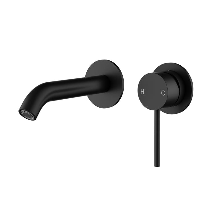 Otus Slimline Wall Basin Mixer Trim Kit with Separate Cover Plate - Matt Black