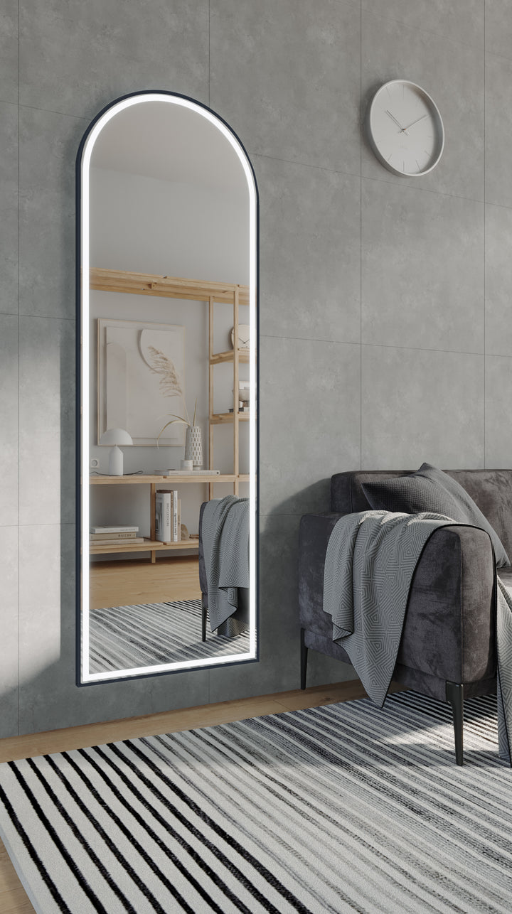 Great Great Arch Full Length LED Mirror with Portable Magnifier Manhattan Black