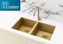 Load image into Gallery viewer, Lavello Kitchen Sink - Double Bowl 760 x 440 - Brushed Bronze Gold Meir
