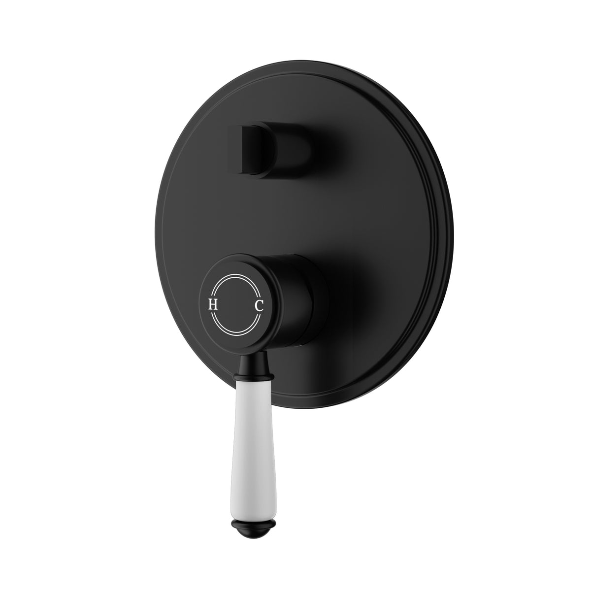 Clasico Wall Mixer Diverter Trim Kit / Ceramic Handle - Matt Black