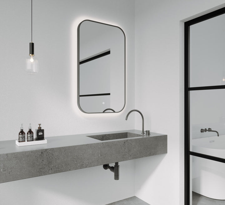Framed I Series Soft Rectangle LED Mirror Georgian Metal