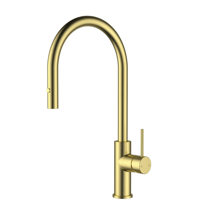 Otus Slimline Gooseneck Pull-Out Sink Mixer - Brushed Gold
