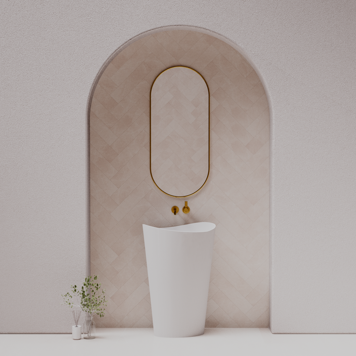 Wave above counter basin — front view