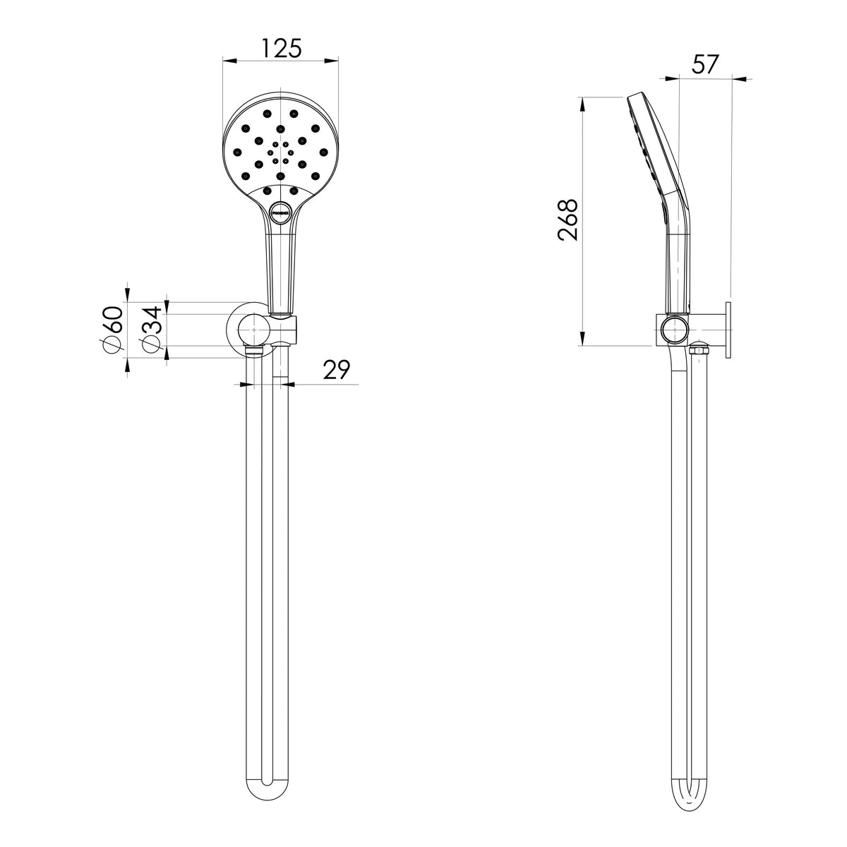 Specification diagram - Ormond Hand Shower
