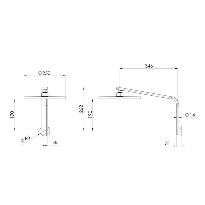 Specification diagram - Oxley High-Rise Shower Arm and Rose
