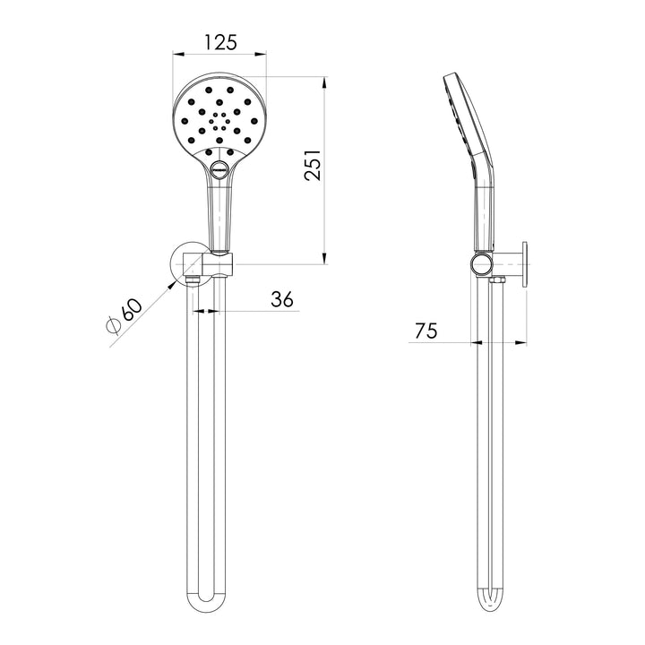Specification diagram - Oxley Hand Shower