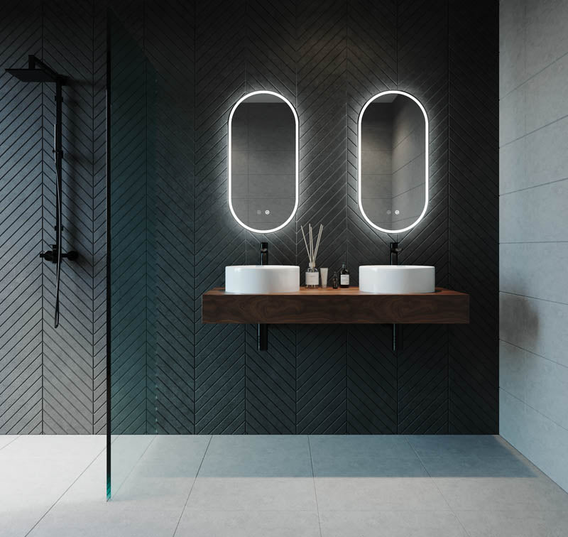 Gatsby LED Mirror with Demister and Portable Magnifier Frameless lifestyle view 2