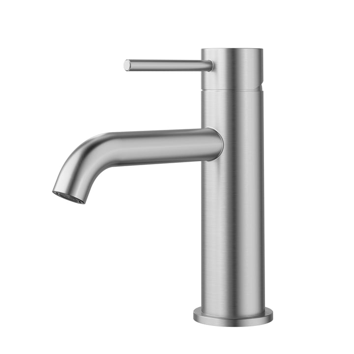 Otus Slimline Basin Mixer Curved Spout - Stainless Steel