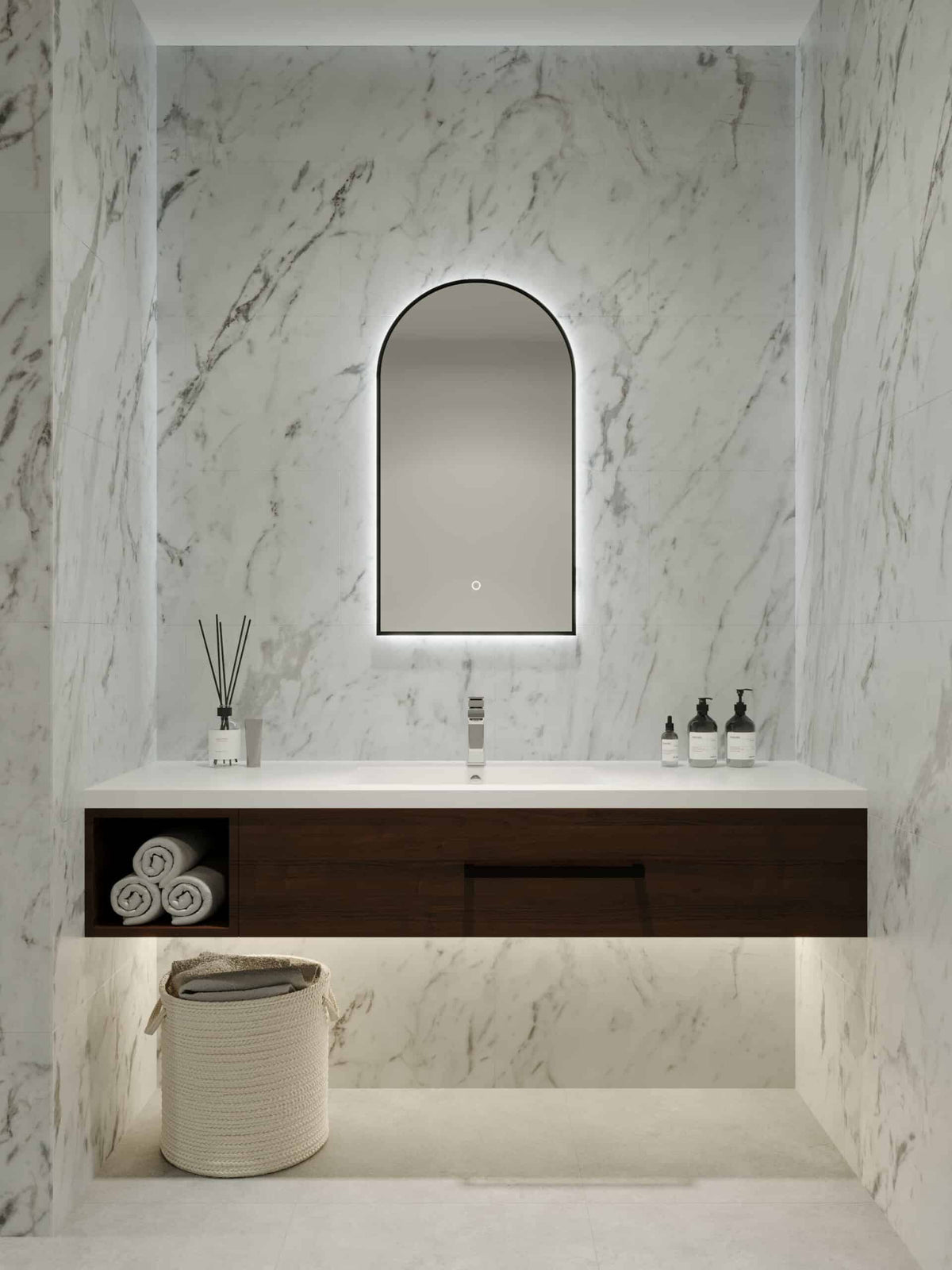 Framed A Series Arch LED Mirror Manhattan Black product view 2