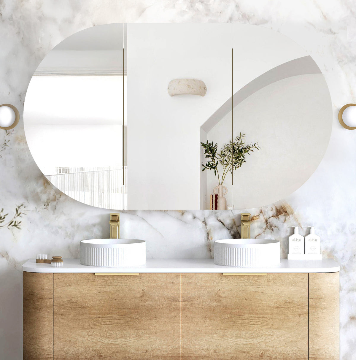 Bondi 1500x900 Natural Oak Shaving Cabinet