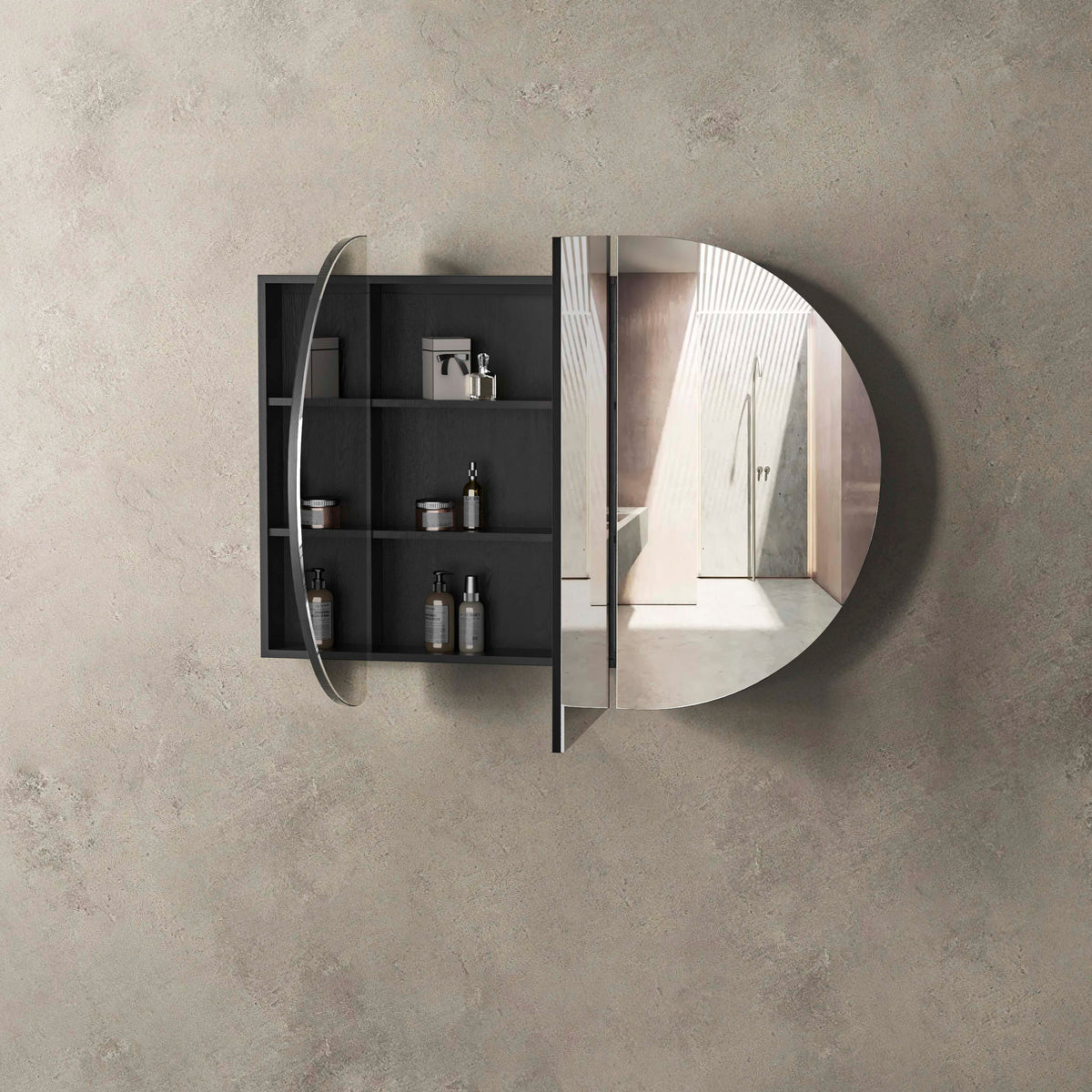 Bondi 1500x900 Black Oak Shaving Cabinet
