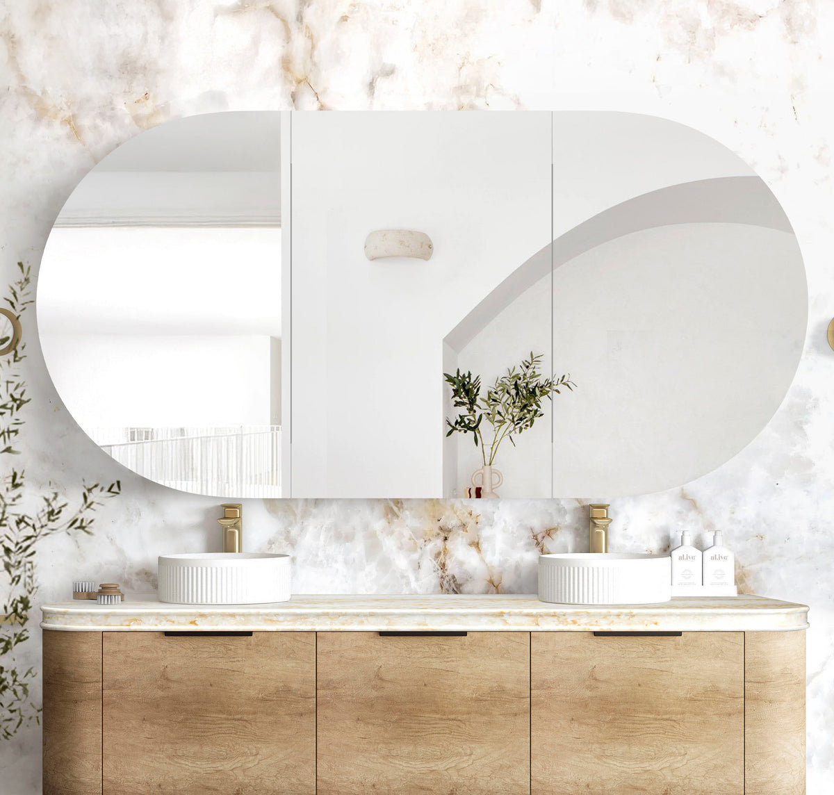 Bondi 1800x900 Natural Oak Shaving Cabinet