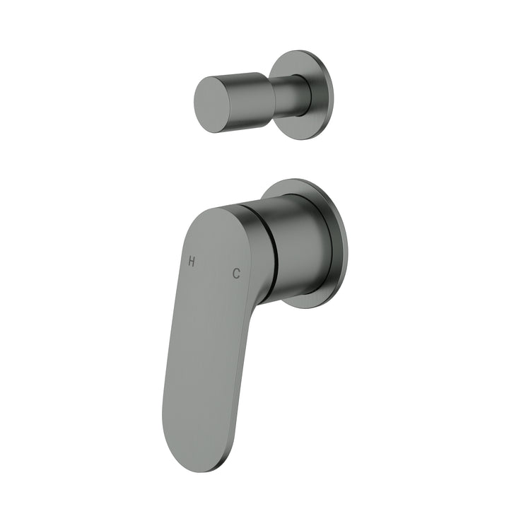Sulu II Wall Diverter Mixer Trim Kit with Separate Cover Plate - Gun Metal