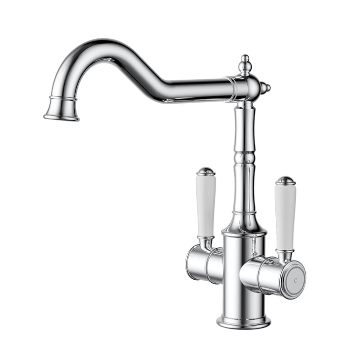 Clasico Sink Mixer Twin Handle / Ceramic Handle - Chrome