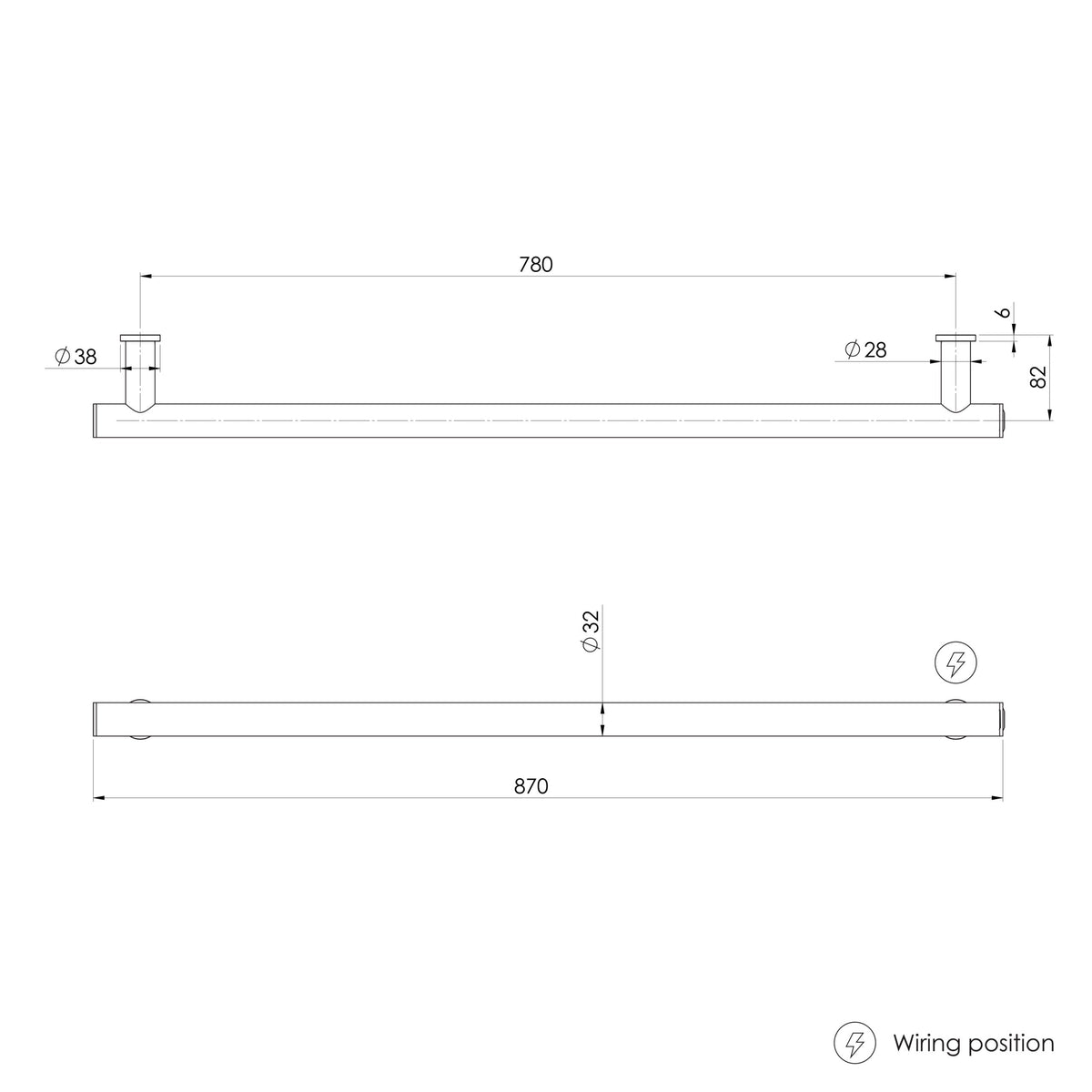 Heated Towel Rail Round 800mm - Brushed Bronze
