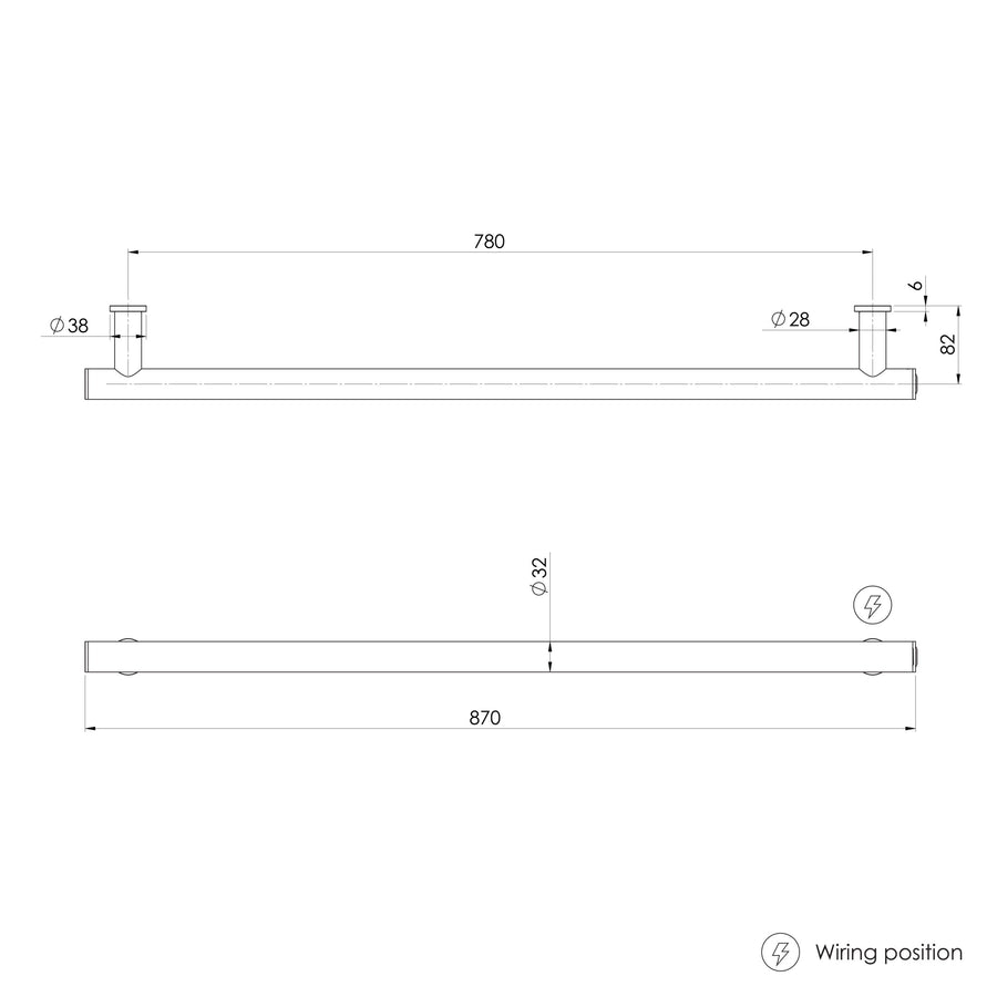 Heated Towel Rail Round 800mm - Brushed Bronze