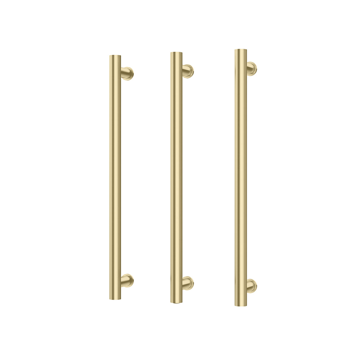 Heated Triple Towel Rail Round 600mm - Brushed Gold