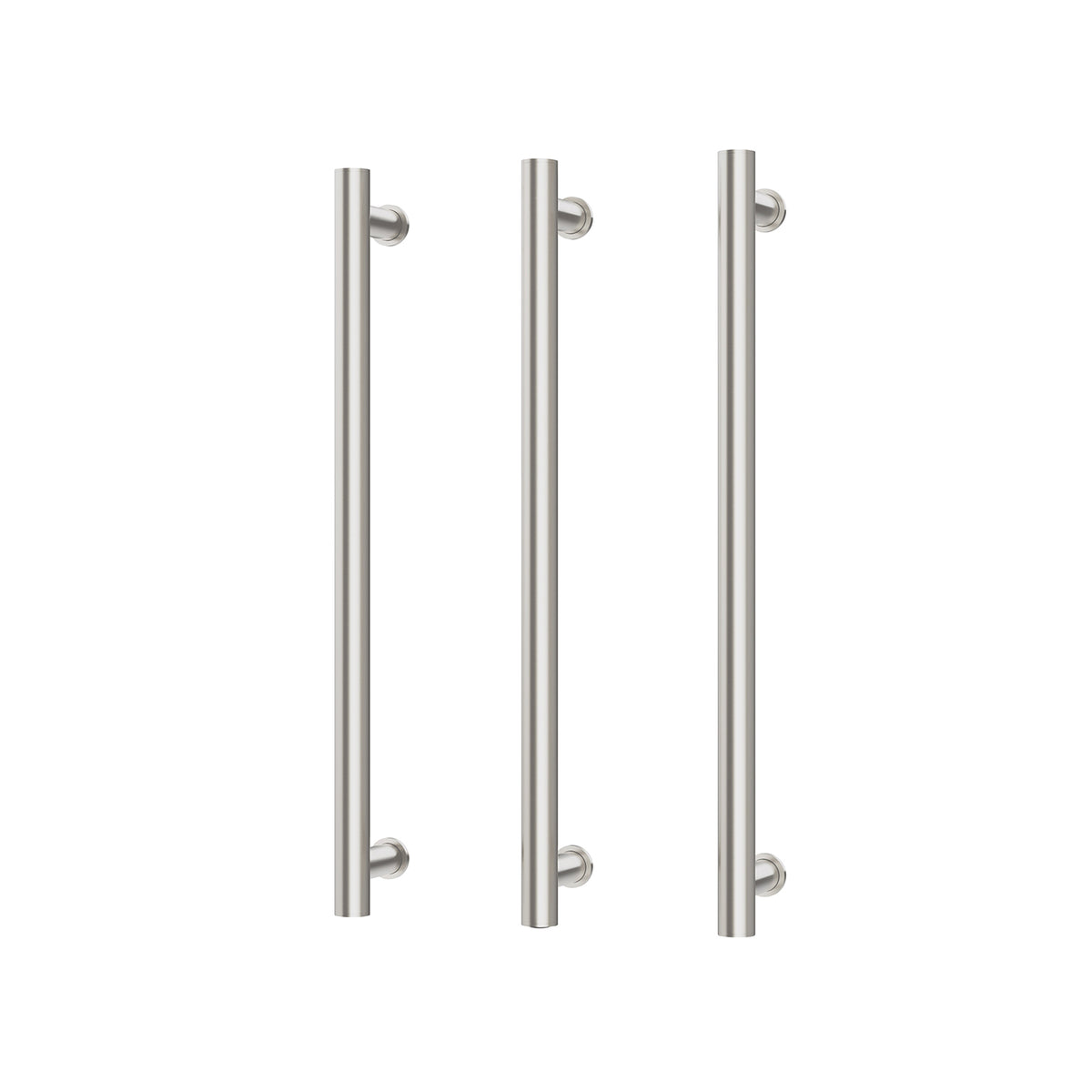 Heated Triple Towel Rail Round 600mm - Brushed Nickel