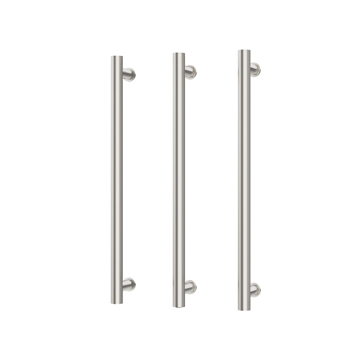 Heated Triple Towel Rail Round 600mm - Brushed Nickel
