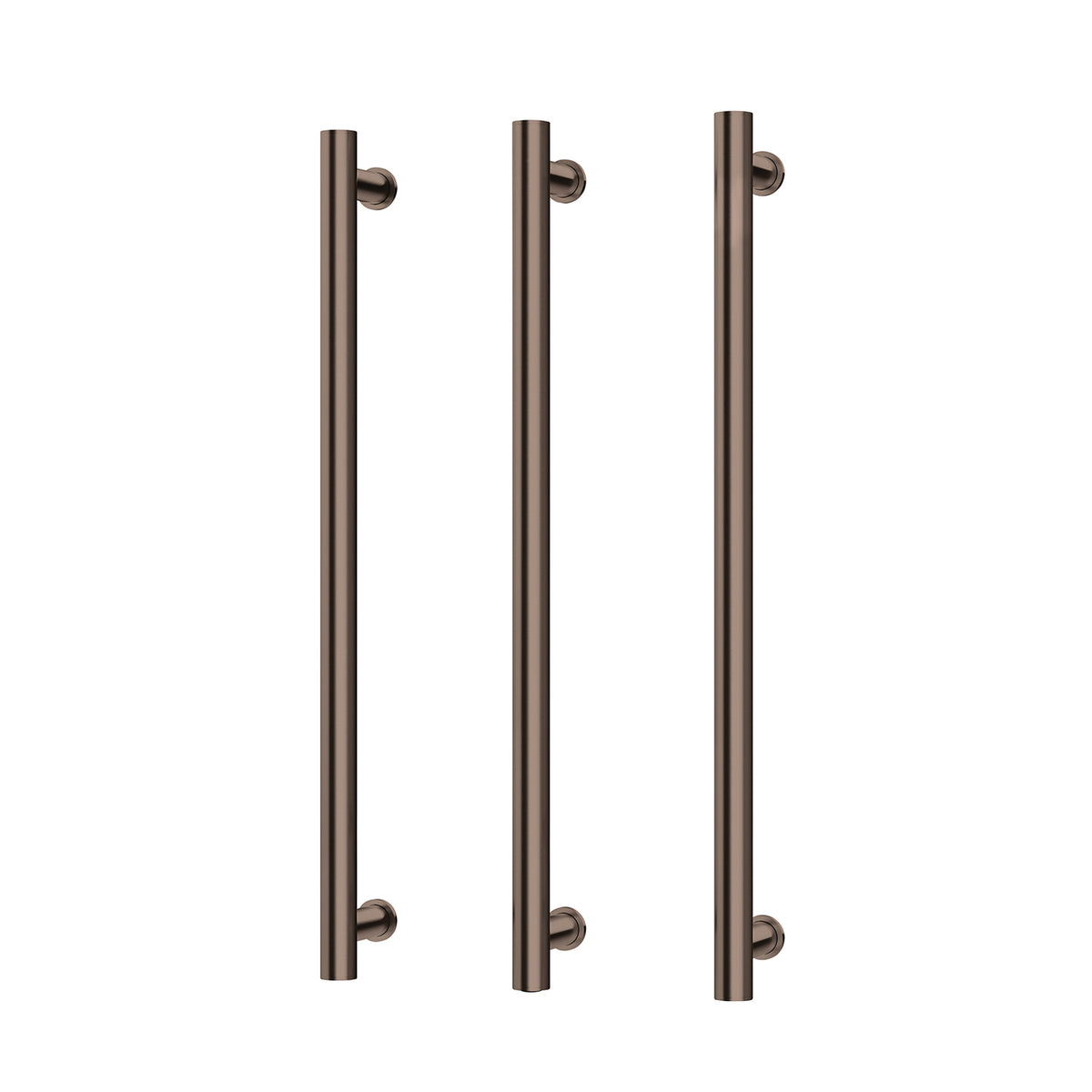 Heated Triple Towel Rail Round 800mm - Brushed Bronze