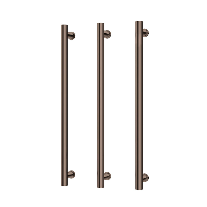 Heated Triple Towel Rail Round 800mm - Brushed Bronze