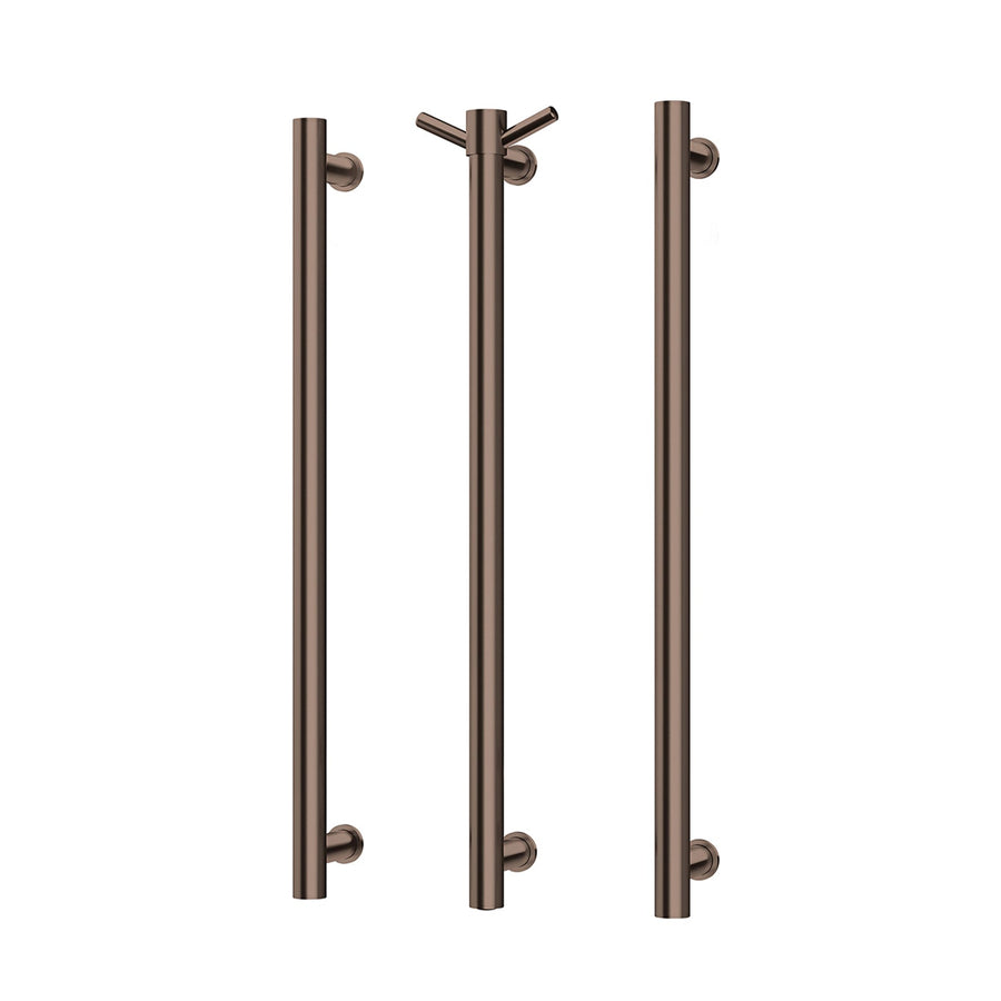 Heated Triple Towel Rail Round 800mm - Brushed Bronze