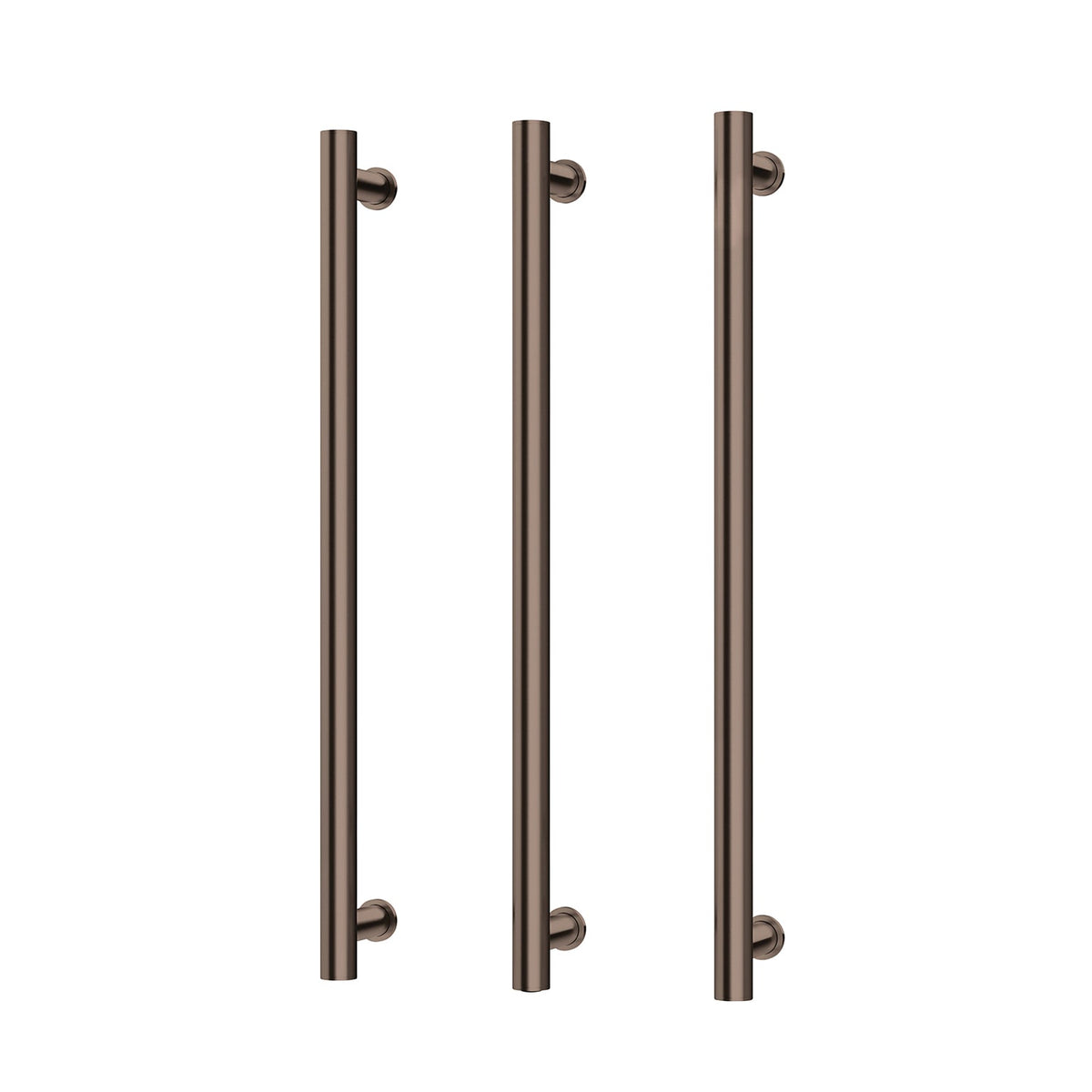 Heated Triple Towel Rail Round 800mm - Brushed Bronze