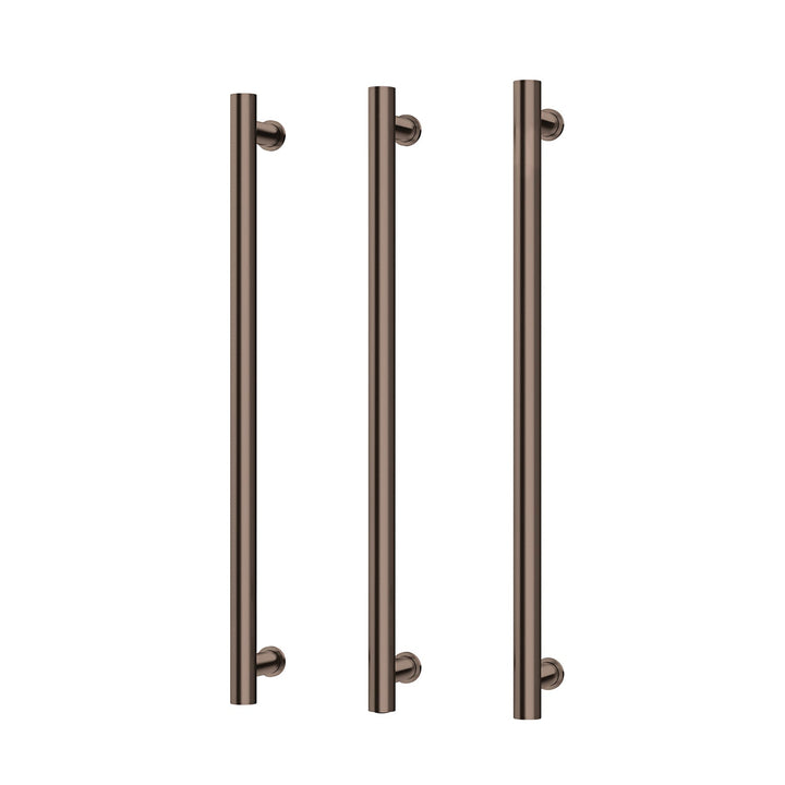 Heated Triple Towel Rail Round 800mm - Brushed Bronze