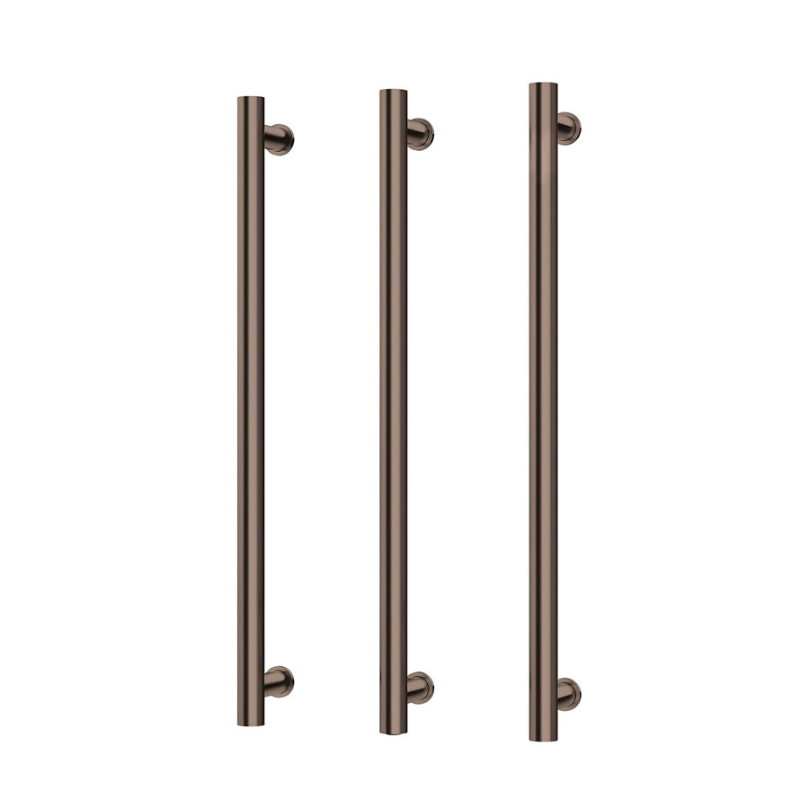 Heated Triple Towel Rail Round 800mm - Brushed Bronze