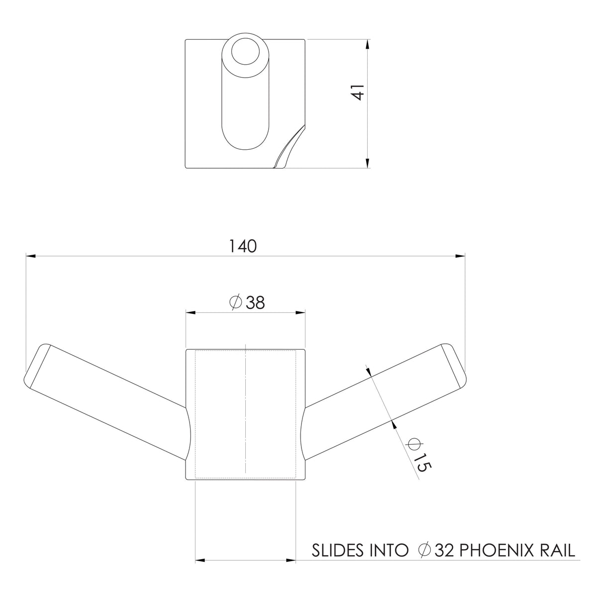 Vertical Rail Hook Round - Brushed Bronze