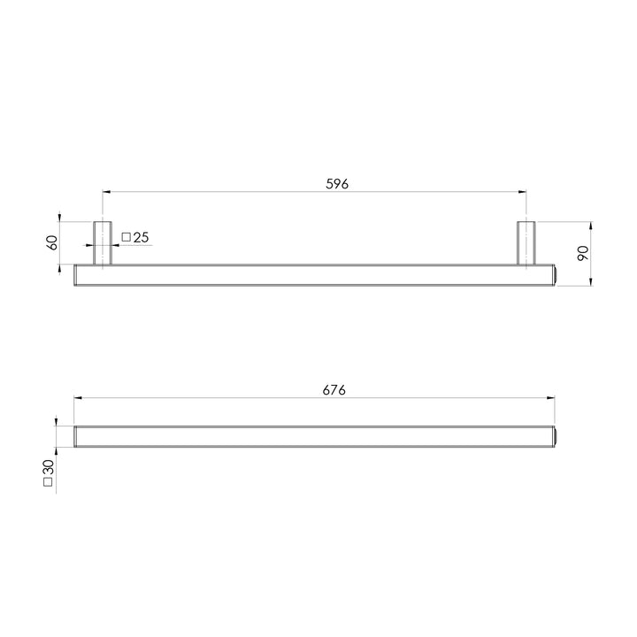 Heated Towel Rail Square 600mm — technical drawing