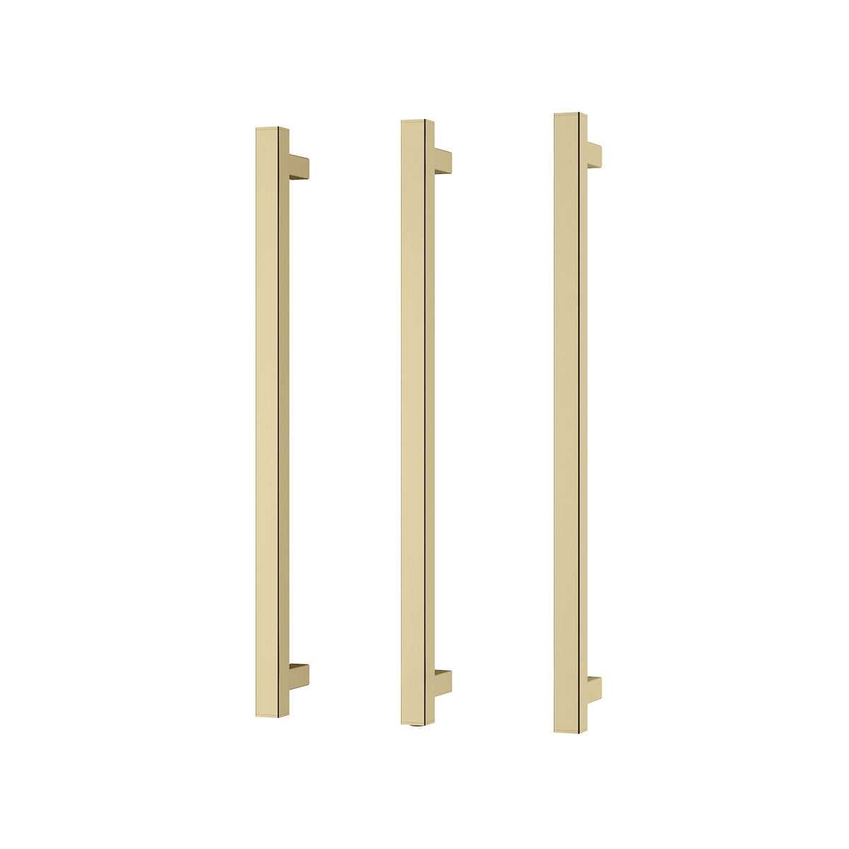 Heated Triple Towel Rail Square 600mm - Brushed Gold