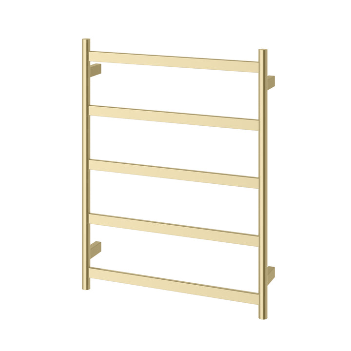 Five Flat Bar Heated Towel Ladder 550mm x 740mm - Brushed Gold