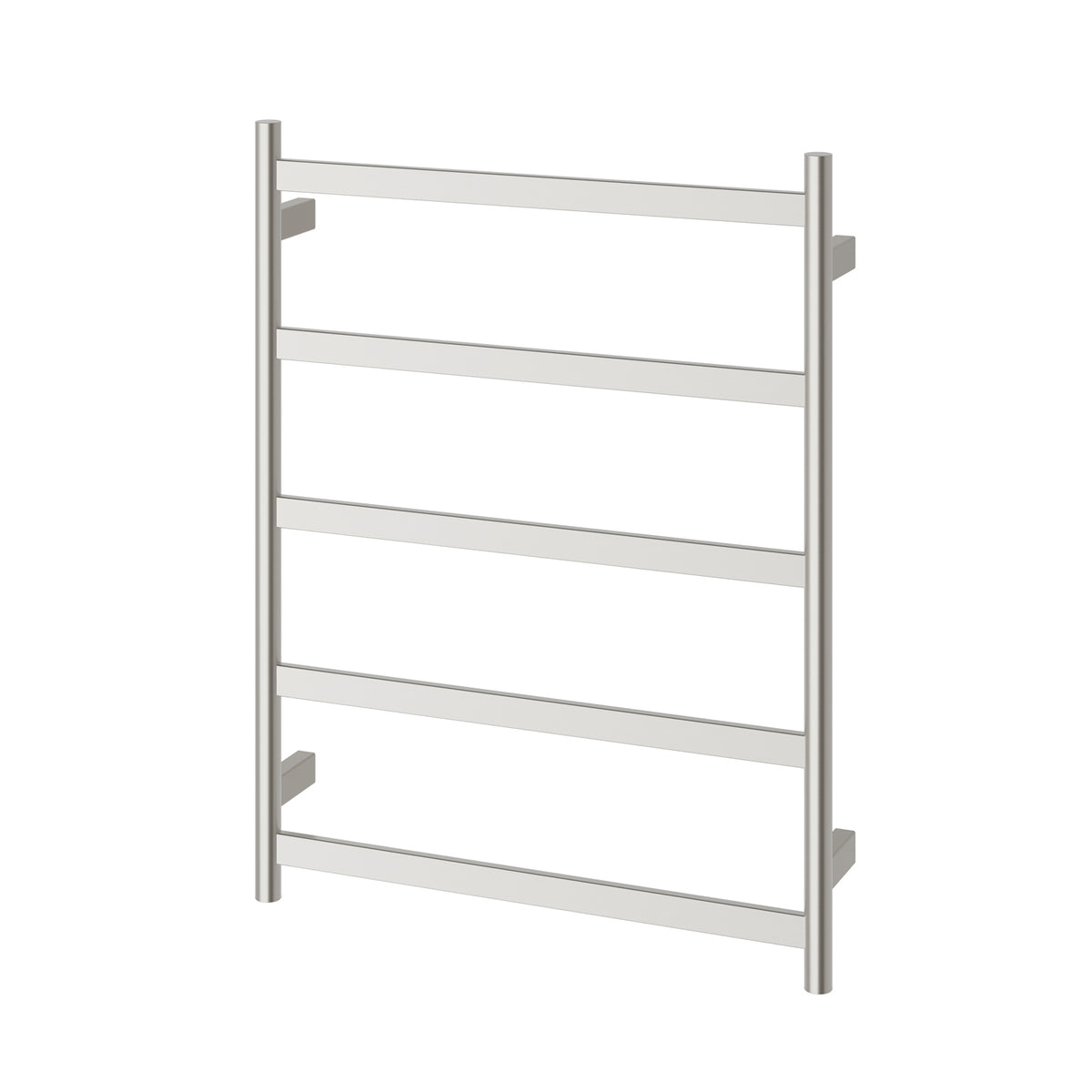 Five Flat Bar Heated Towel Ladder 550mm x 740mm - Brushed Nickel