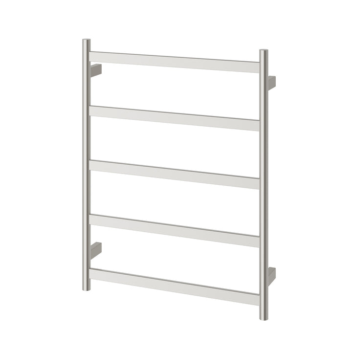 Five Flat Bar Heated Towel Ladder 550mm x 740mm - Brushed Nickel