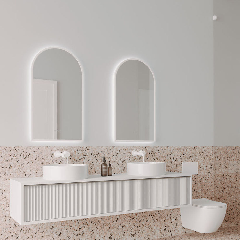 Framed A Series Arch LED Mirror Milano White product view 3