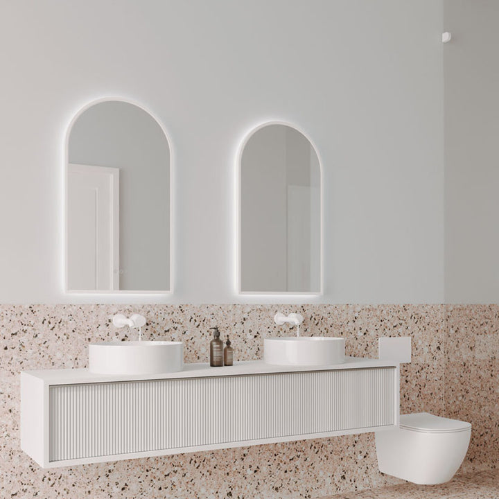 Framed A Series Arch LED Mirror Milano White product view 3