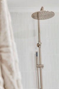 Round Combination Shower Rail, 300mm Rose, Single Function Hand Shower - Champagne Meir