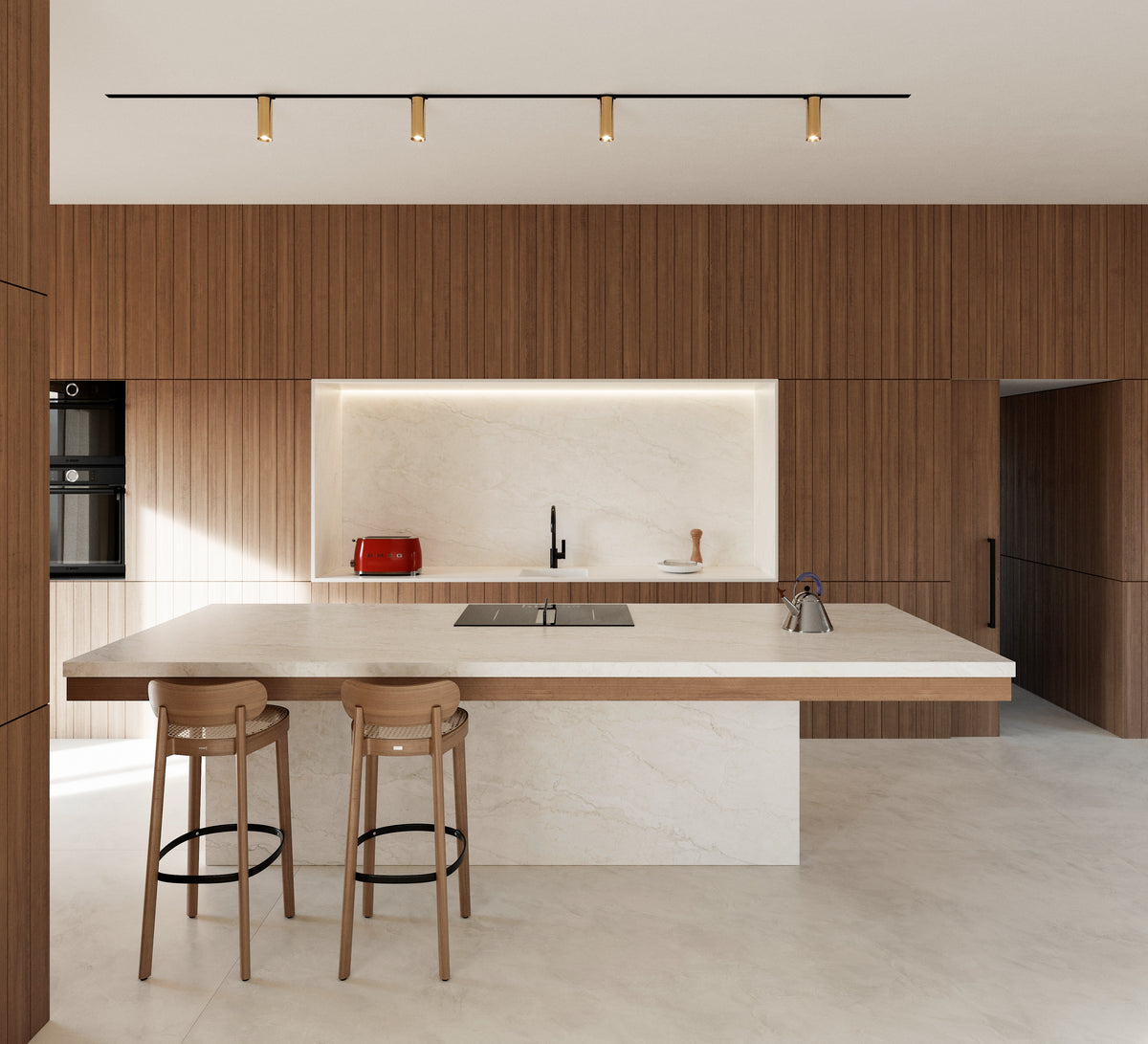 Dekton Thala in a kitchen, wide view